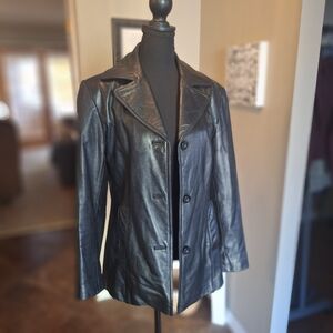 Maxima Black Leather Biker Riding Jacket Sz Small
